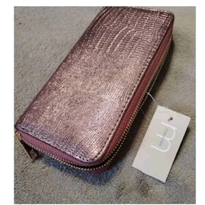 💕 Maurices Metallic Pink Wallet Phone Case Zipper Closure NWT! $20